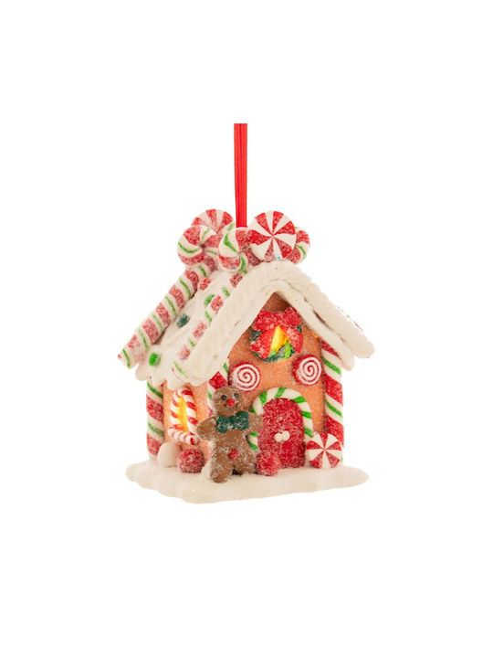 Hanging Ornament House Multicolour Illuminated 6.5x8cm