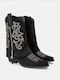 Ghete dama de catifea cowboy negru X25-340-C-480-MAUR