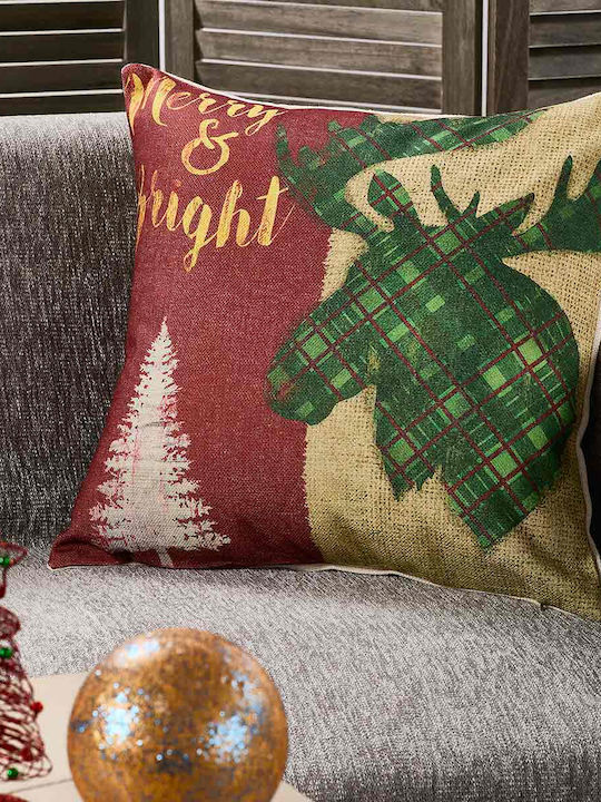 Whitegg Christmas Decorative Square Pillowcase Multicolored 45x45cm