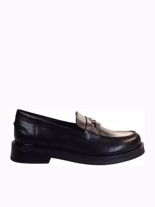 Leather Women's Moccasins in Black Color