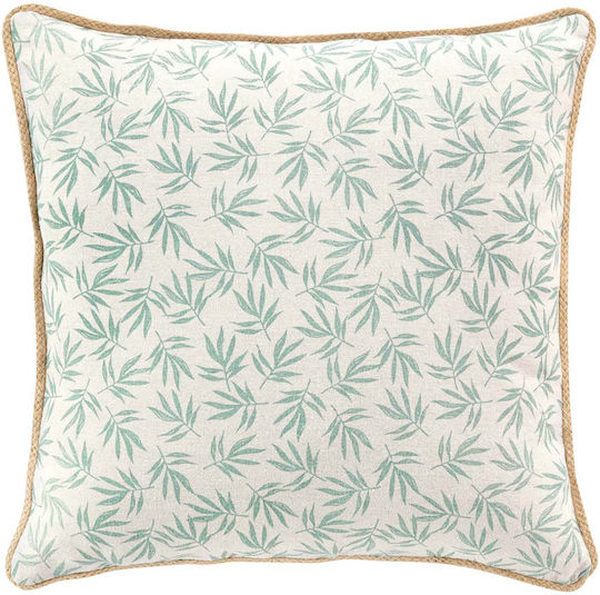 Sofa-Kissen L-c Maddy Weiß/Grüne Blätter 45x45cm