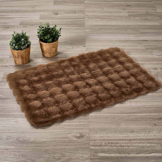 Whitegg Pat35-4 Living Room Rug Runner Furry Brown 60x150cm