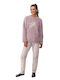 Promise Winter Damen Pyjama-Set Vlies Flieder