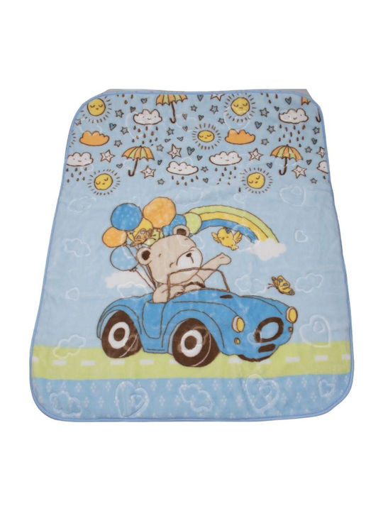 Kamtex Baby Blanket Cot Velvet Light Blue Sky Blue 100x120cm
