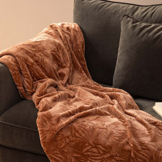 Atmosphera Ryo Κουβέρτα Fleece Καναπέ 125x150εκ. Terracotta