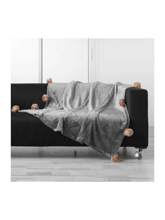 Douceur d'Intérieur L-c Snowy Fleece Blanket Sofa 125x150cm Snowy Gray