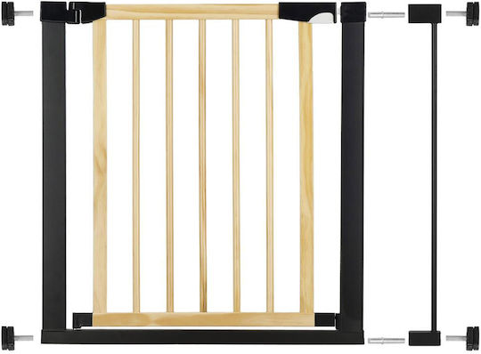 Safety Gate Stairs Adjustable Wooden Steel Frame 82-89cm Black Brown