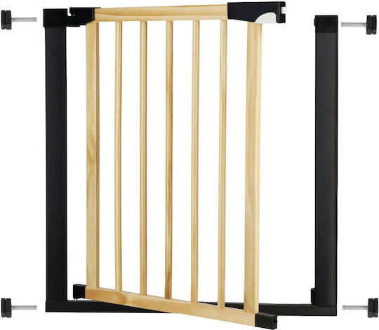 Safety Gate Stairs Adjustable Wooden Steel Frame 75-82cm Black Brown
