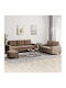 Living Room Furniture Set 2-Seater & 2-Seater & Stool Brown