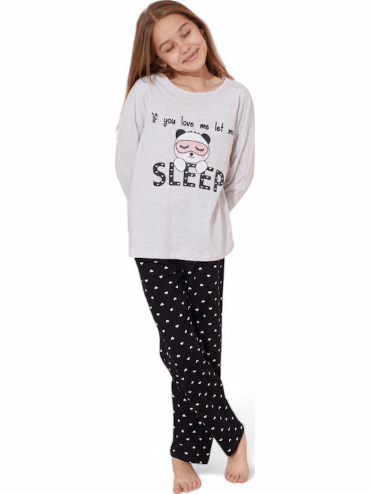 Sexen Kinder Schlafanzug Winterlich Baumwoll Gray
