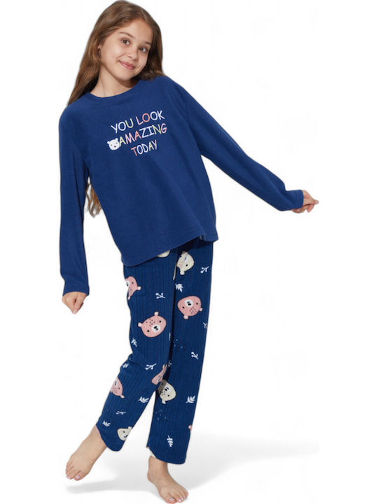 Sexen Παιδική Πιτζάμα Χειμωνιάτικη Fleece Μπλε