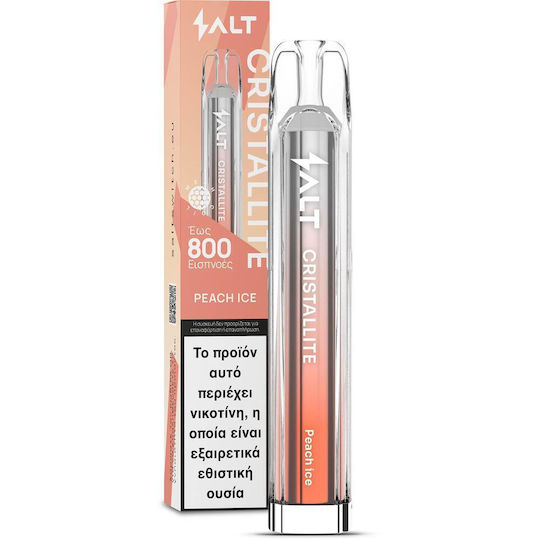 Salt Cristallite Електронно Цигара Единично Употребима 800 Вдишвания Peach Ice 2ml 20mg Оранжев