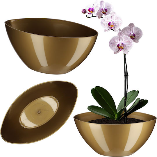 Kadax Blumentopf 30cm Oval Pflanze Kunststoff Gold