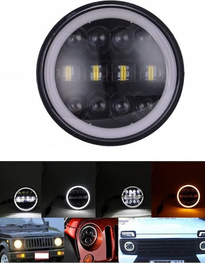 LED универсален фар 7 инча 18см 9v 32v нисък и висок лъч дневни светлини DRL бял жълт 4800lm за трактори камиони мотоциклети
