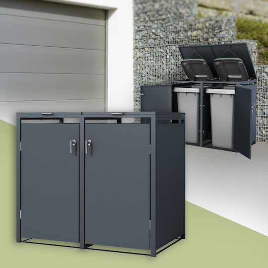 Mülltonnenbox für 2 Tonnen bis zu 240 Liter Anthrazit Stahl Ml Design