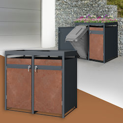Mülltonnenbox mit Pflanzdach für 2 Tonnen bis 240l 132x80x124 cm Stahldesign Rostoptik Mülltonnenbox mit Pflanzdach für 2 Tonnen bis 240l 132x80x124 cm Stahldesign Rostoptik