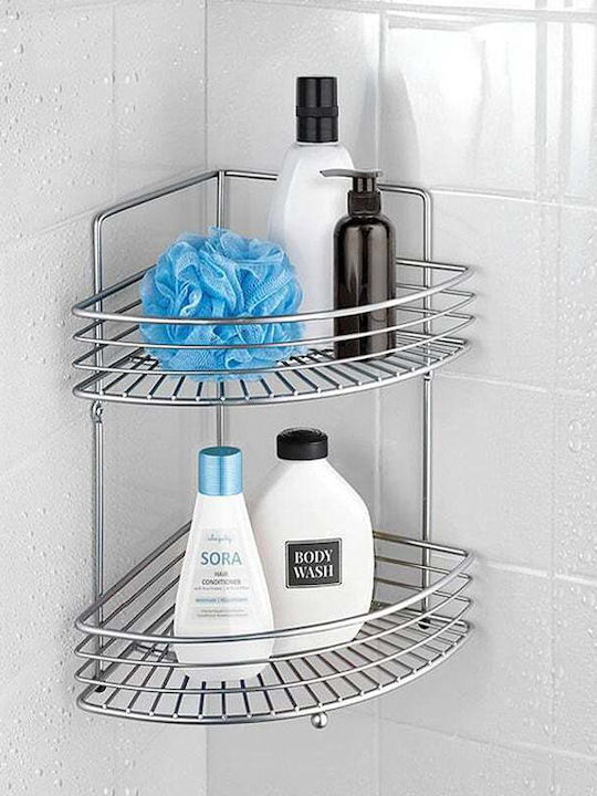 Wenko Corner Wall Mounted Bathroom Shelf Metallic 31.5x22x37cm Silver
