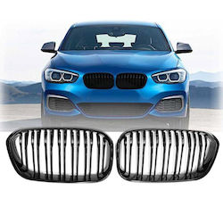Car Mask Bmw 1 F20 F21 15-19 M4 Look Double Grille 14 Lines Glossy Black 2 Pieces Bm201842