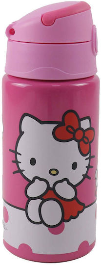 Gim Flip Παιδικό Παγούρι Hello Kitty Αλουμινίου με Καλαμάκι Flip 500ml