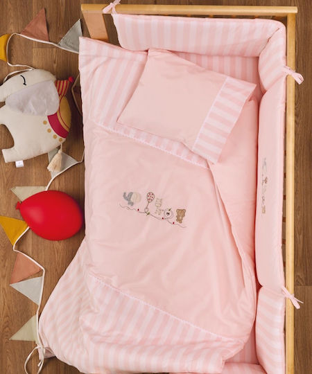 Kentia Сет Бебешка Долен Калъф с Калъфка за Възглавница Marenia Pink 100x140см.