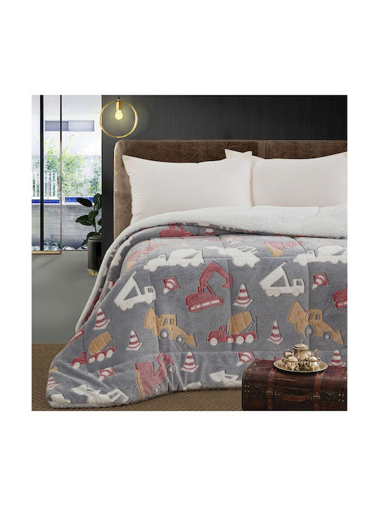 Beauty Home Kids Sherpa Comforter Fluorescent Single Glow Art Grey 6269PMMO 160x220cm