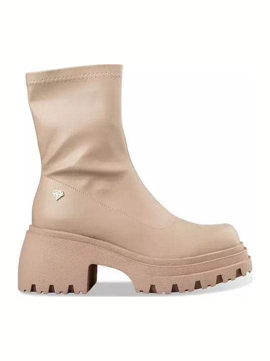 Mairiboo for Envie Leder Stiefeletten Damen Beige