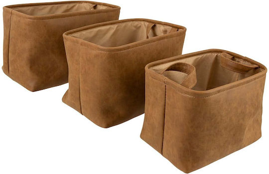 Storage Basket Fabric Brown 3pcs