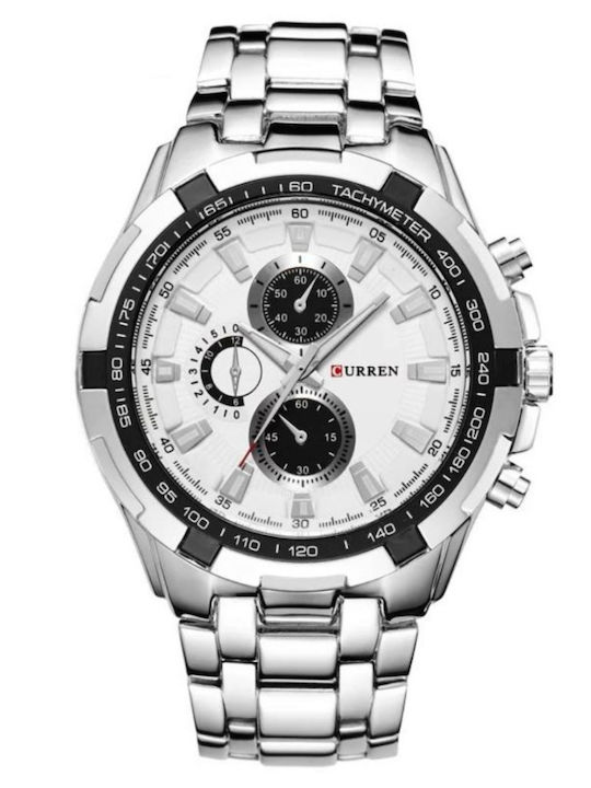 Curren Ανδρικό Ρολόι 46mm Μπαταρίας με Ασημί Με...