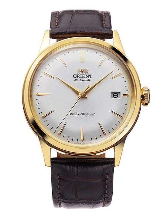 Orient Ανδρικό Ρολόι 38mm Αυτόματο με Καφέ Δερμ...