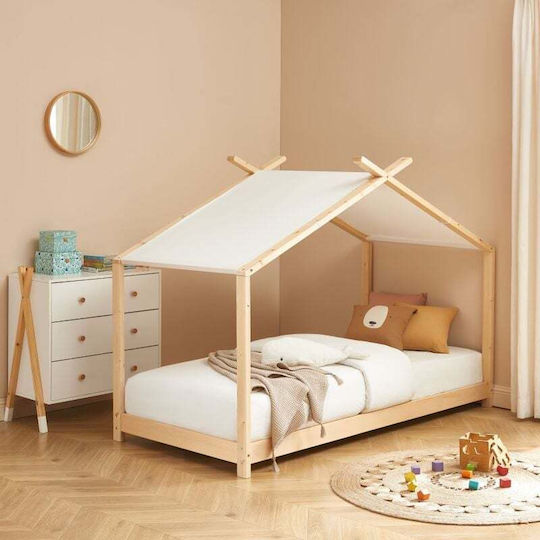 Kinderbett Montessori Einzeln Beige für Matratze 90x200cm