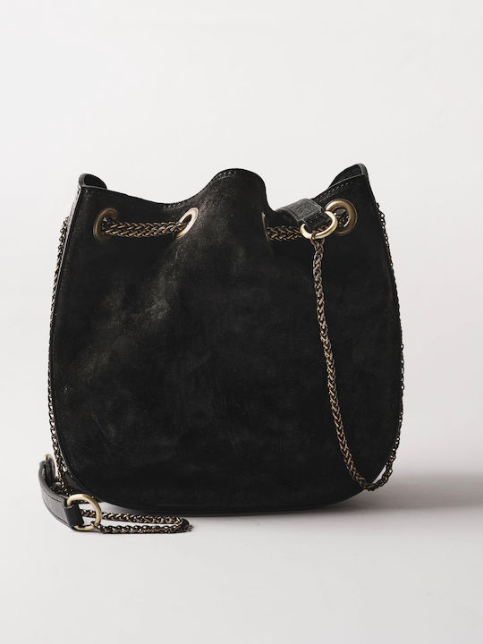 Round Love Leather Women's Shoulder and Crossbody Bag Suede Black 24.E.002-37