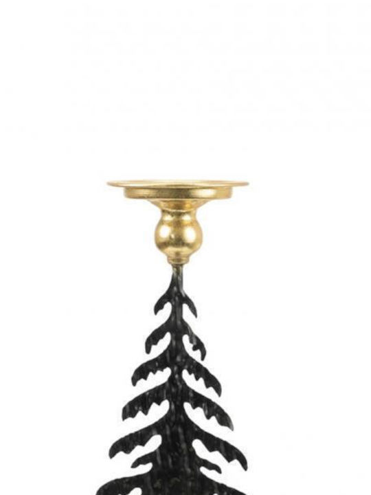 Zen Collection Χριστουγεννιάτικο Μεταλλικό Κηροπήγιο Μαύρο 32.5x13εκ.