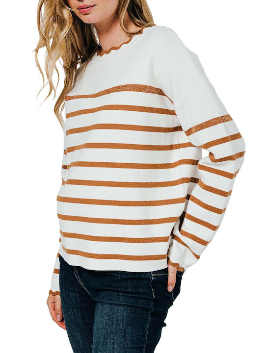 Women's Sweater Striped Tabac Brown