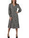 Midi Shirt Dress Dress Wrap Black