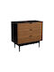 Brooklyn Wooden Chest of Drawers Μαυρο-φυσικό 80x40x75cm