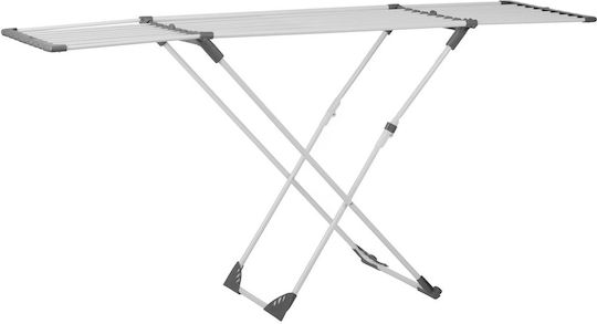 Metallischer Wäscheständer mit Rädern, teleskopisch, faltbar, 190x95x56 cm, grau