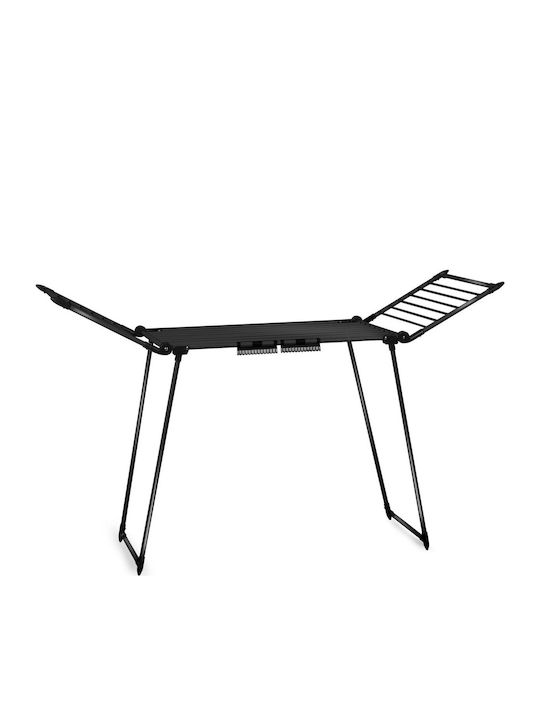 Metal Clothes Drying Rack Strong Construction Telescopic Sliding Wings Non-slip Feet 19m Black