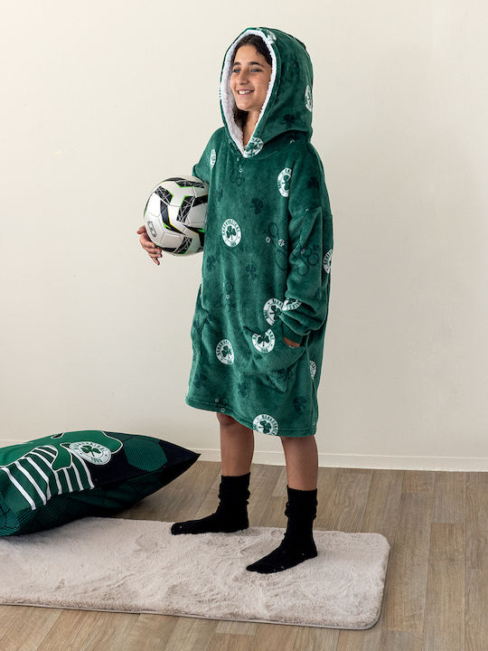 Palamaiki Kinder Bademantel Winterlich Fleece Green Cositos Panathinaikos