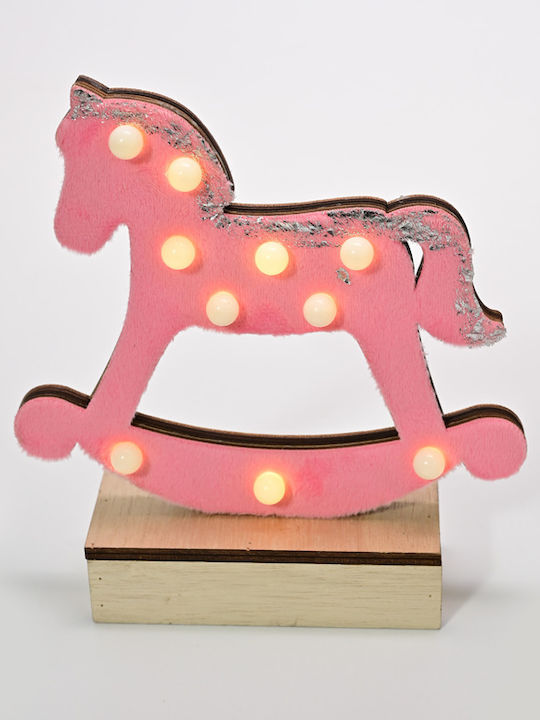 Aca Illuminated Christmas Wooden Figure Height 17cm Wooden Pink Horse