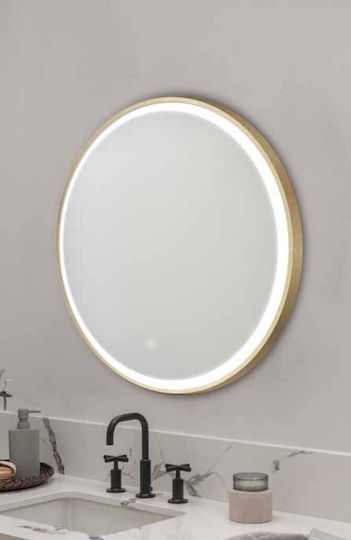 Kolossos Oglindă de Baie Rotundă Lumini LED 60x60cm Auriu