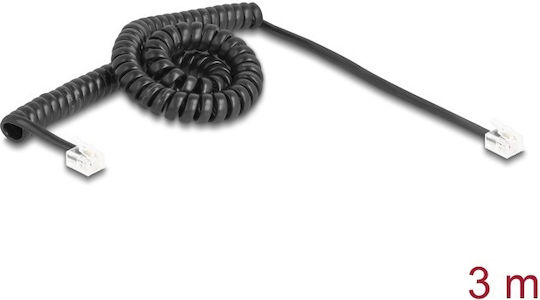 DeLock Spirale Telefonkabel RJ11 6P4C 3m Schwarz (90224)