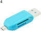 Micro-USB-OTG-Adapter USB-Speicherkartenleser Dual-Anschlüsse SD-Kartenleser SDXC SDHC SD Micro SDXC Micro SD Micro SDHC Karte Blau