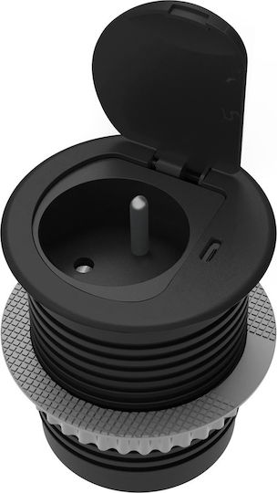 Furniture Nest 6cm Recessed Into Countertop Walled Lid USB Charger Cable 1.9m 1x2p+z French 1xUSB Type-C