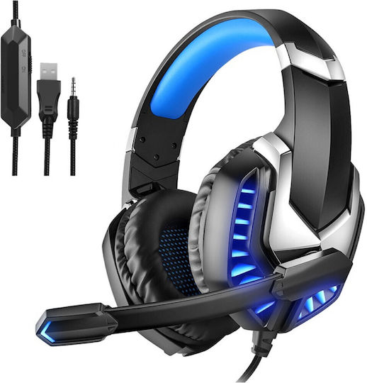 Tele J30 Over Ear Gaming Headset with 3.5mm Blue Connectivity