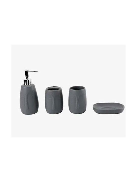 Ceramic Bathroom Accessory Set Gray 4pcs