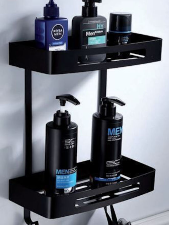 Domistyle Wall Mounted Bathroom Shelf Metallic Black