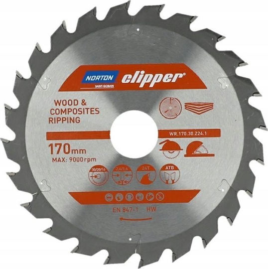 Norton Circular Saw Blade 170mm X 30mm X 48 Teeth Wood Composites Atb 2.6 1.6