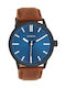 Oozoo Timepieces Ανδρικό Ρολόι 45mm Μπαταρίας με Καφέ Δερμάτινο Λουράκι