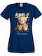 Women's Cartoon Bear T-shirt Cute Cuddly Moschino Teddy Bear in Navy Blue