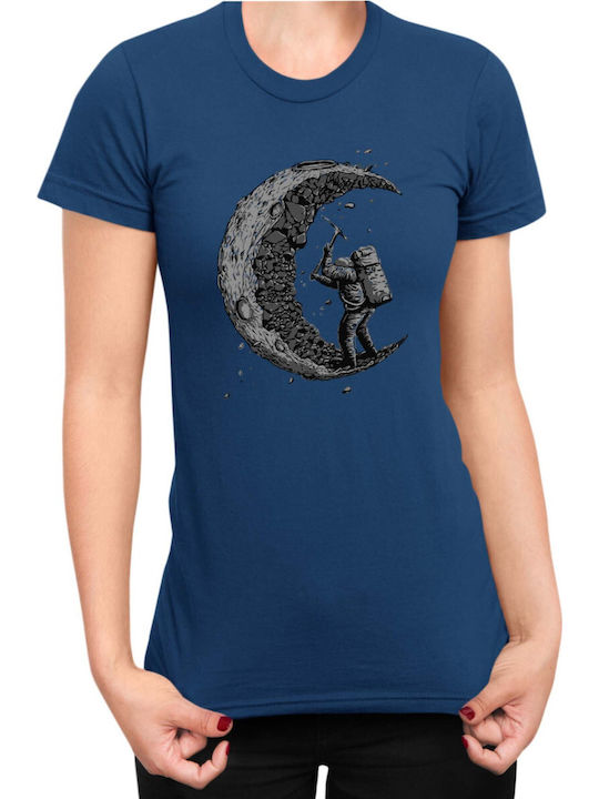 Damen T-Shirt mit NASA-Weltraumthema Tralala Astronaut Mining in Marineblau